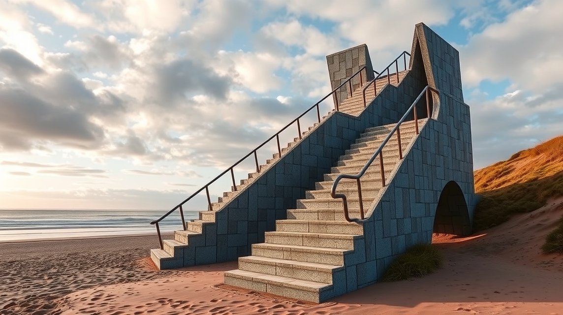 Hirtshals-i Lépcső (Trappen) a szabadban, tengerre néző kilátással