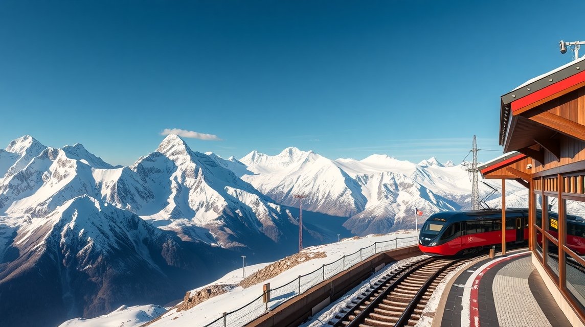 Jungfraujoch vasútállomás csodás panorámájával az Alpokban