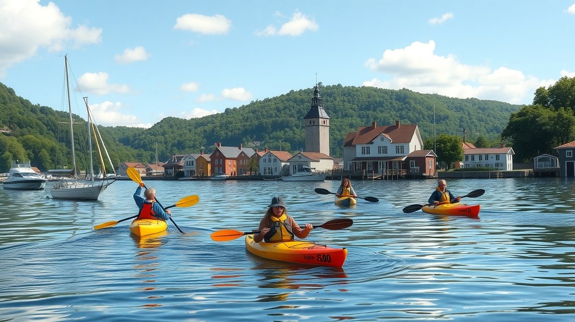 Kajakozás a Skælskør-fjordban Boeslunde közelében, Dánia