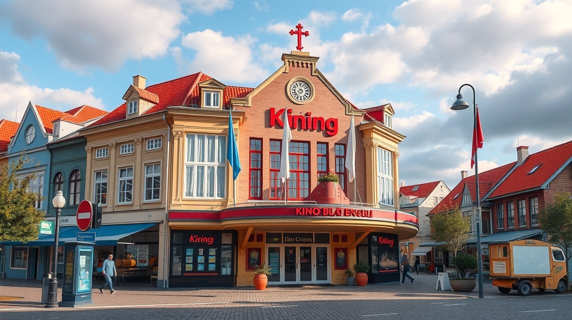 A Kalundborg-i Kino Den Blå Engel mozi épülete külső nézetből
