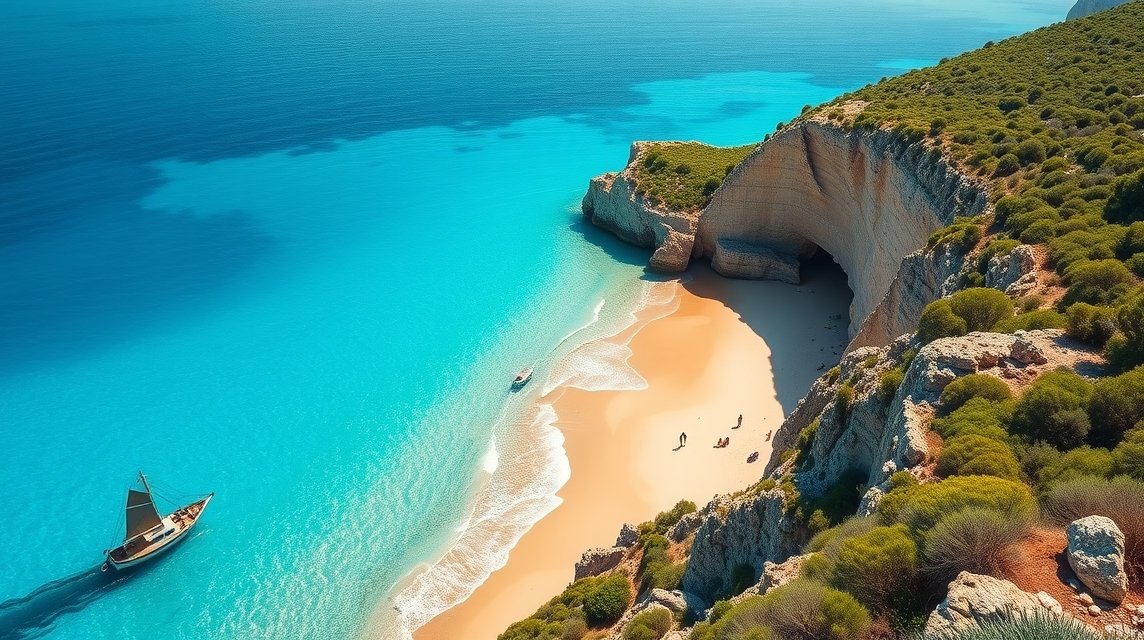 Apella-strand, Karpathos gyönyörű tengerpartjának képe.