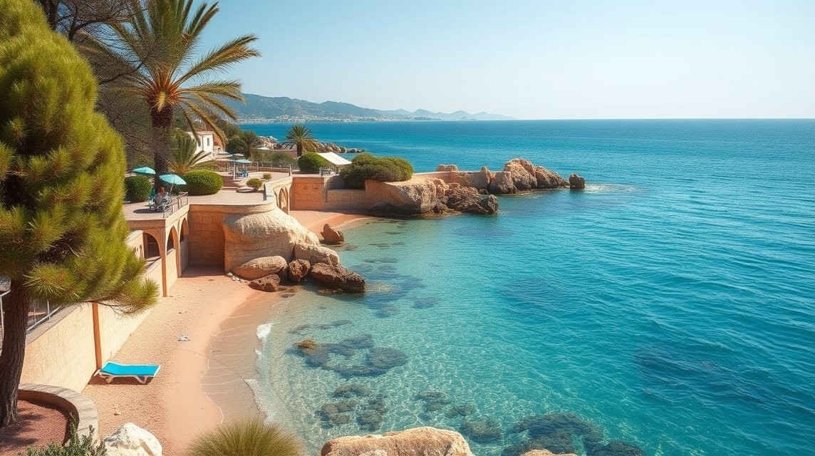 Kefalos gyönyörű tengerpartja Kos szigetén, kristálytiszta víz és napernyőzők