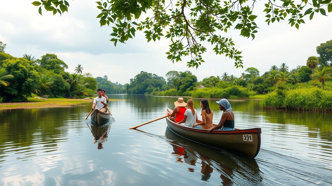 Kenutúra a Lobé folyón természetes környezetben, csodás tájban.