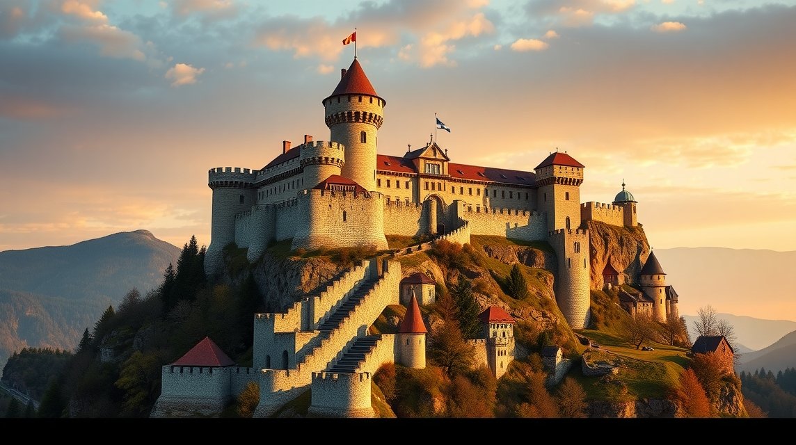 Königstein erőd a homokkő táblahegy csúcsán, gyönyörű panorámával.