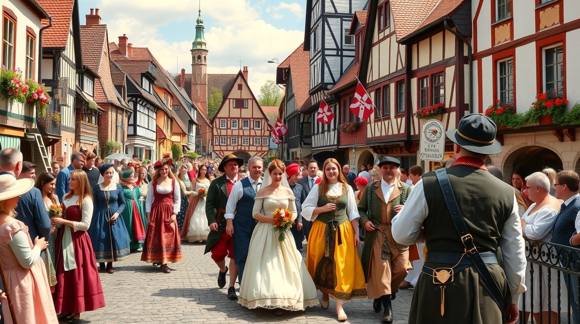 Landshuti esküvő: középkori felvonulás gazdag jelmezekben