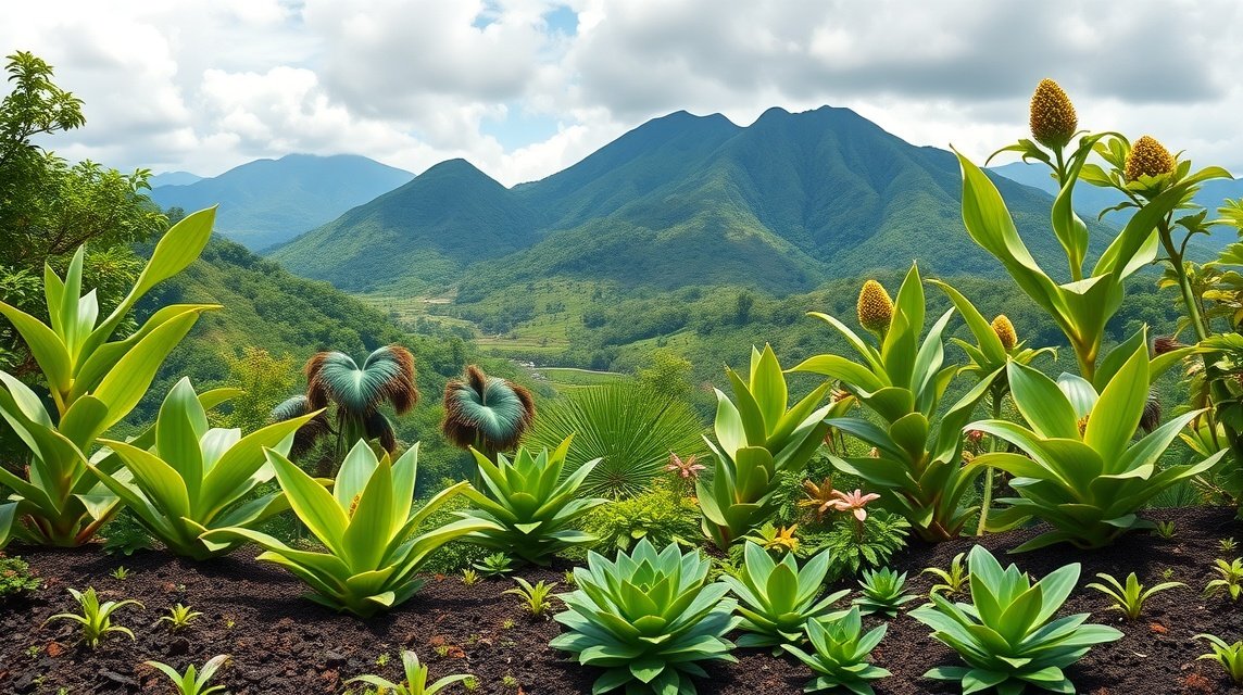 Buja növényzet és vulkáni táj Limbé közelében.