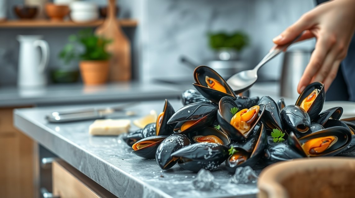 Friss Limfjord kagylók Skive gasztronómiájának bemutatásához