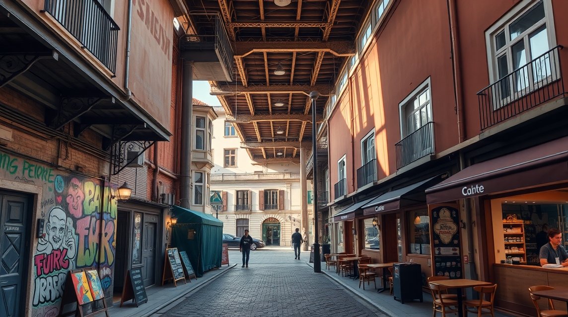 LX Factory Lisszabon hipszter negyed, régi gyárépületek, kávézók és street art