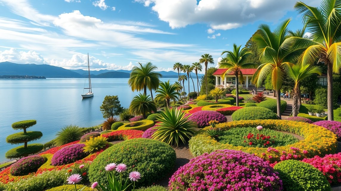 Mainau virágsziget trópusi hangulattal a Bódeni-tó partján