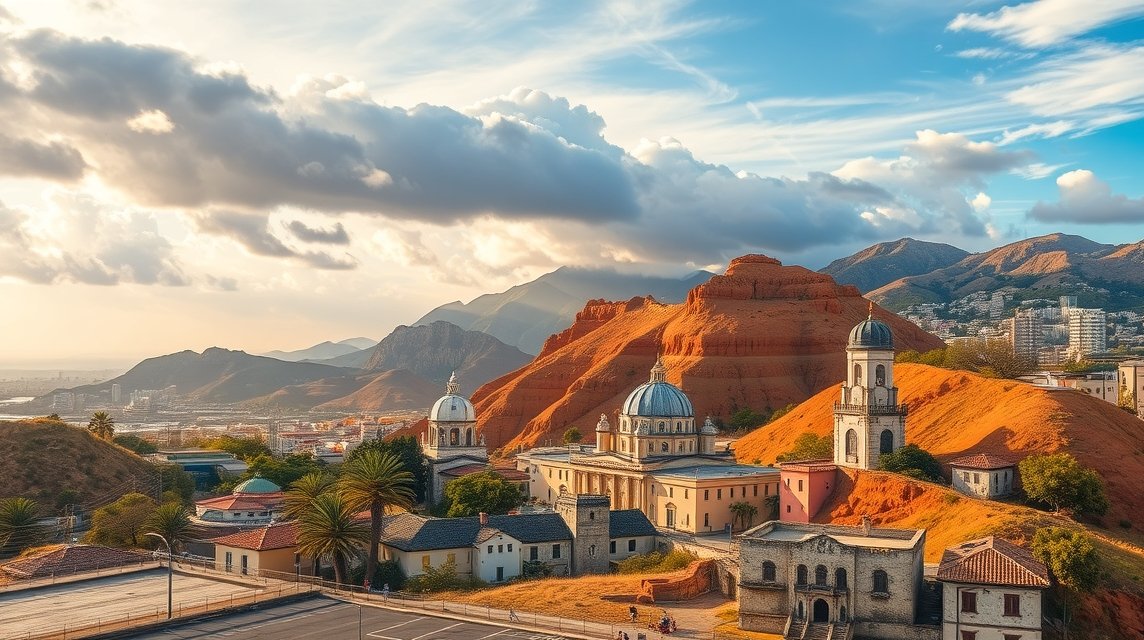 Gyönyörű kilátás Monterrey híres épületeire és természeti szépségeire.