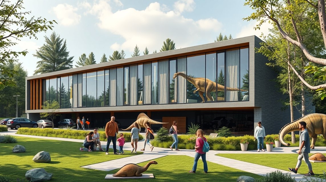 NaturBornholm időutazó élményközpont Aakirkebyben, dinoszauruszokkal.