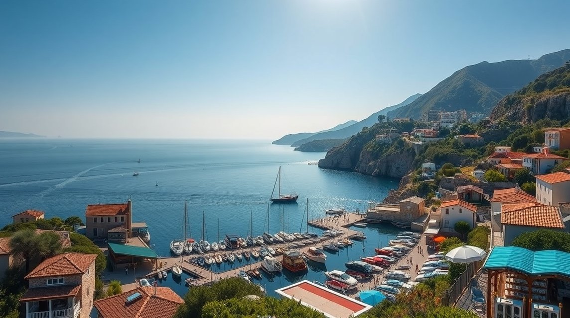 Gyönyörű nézet Neos Marmaras kikötőjéről Halkidikiben