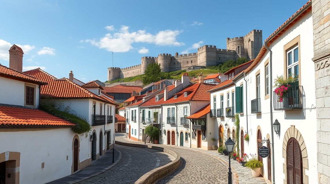 Óbidos középkori városa, kanyargó utcákkal és várfalakkal.