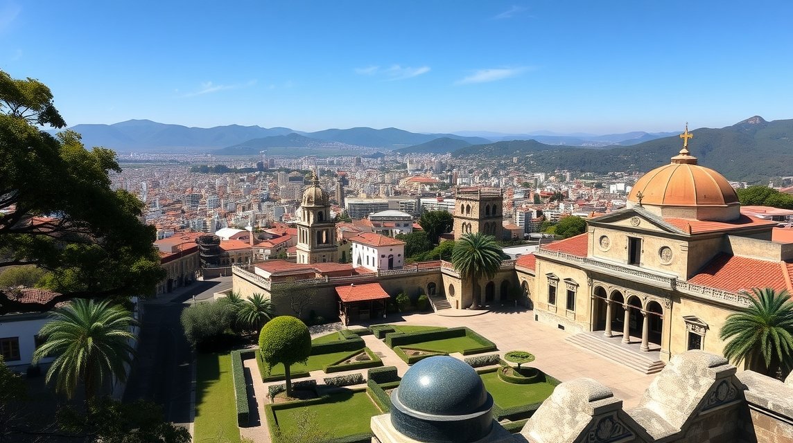 Panoráma Monterrey városára az Obispado kilátóból