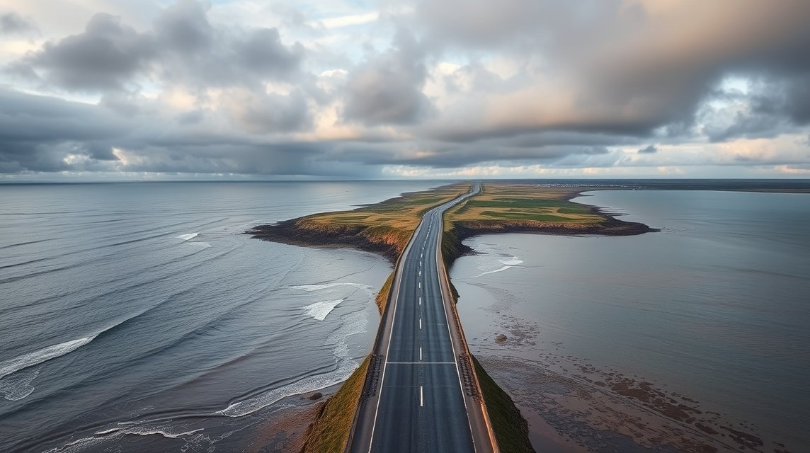 A Passage du Gois út a Noirmoutier-szigeten, Franciaországban.