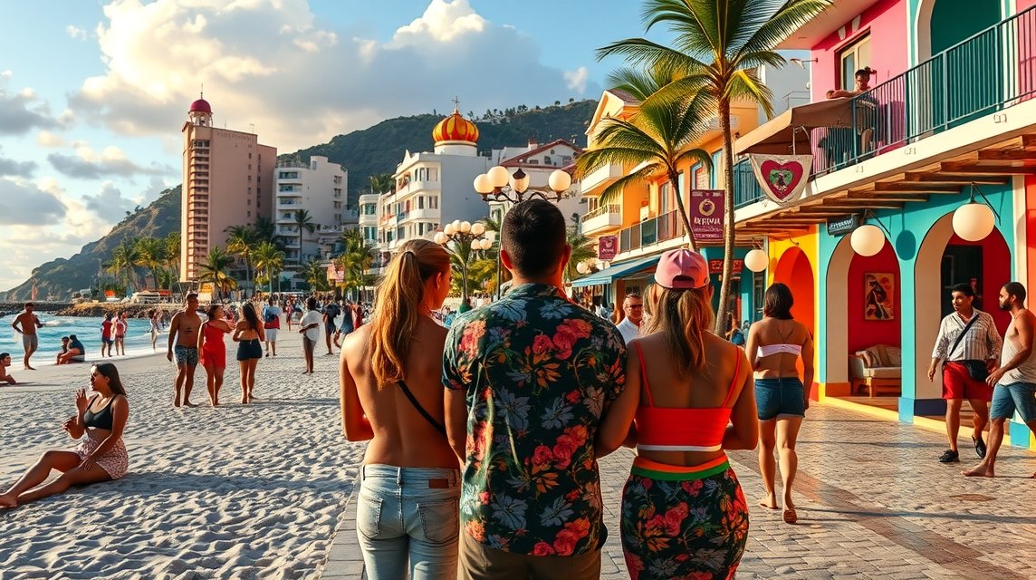 LMBTQ-barát Puerto Vallarta tengerparti sétány pezsgő élete
