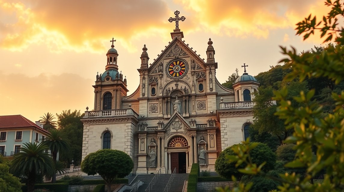 A Santa Cruz templom gyönyörű homlokzata Lamegoban, Portugáliában.