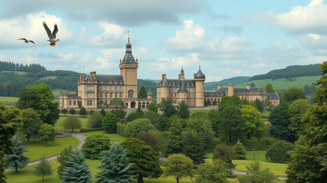 Kastély és park Skive táján, Dánia