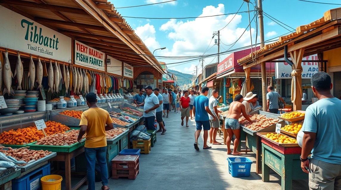 Tibati halpiac: friss halak és helyi ízek árusítása