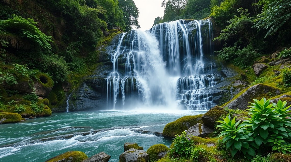 A gyönyörű Urachi-vízesés, amely a Sváb-Alb szívében található.