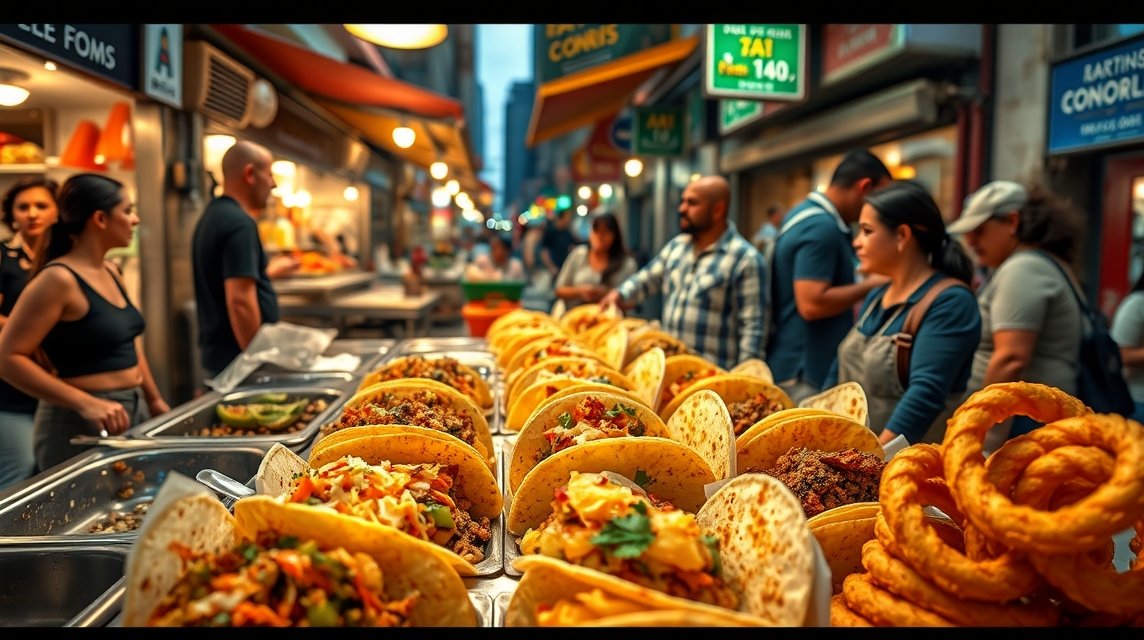 Utcai tacók és churros Mexikóváros gazdag gasztronómiájának ízei.