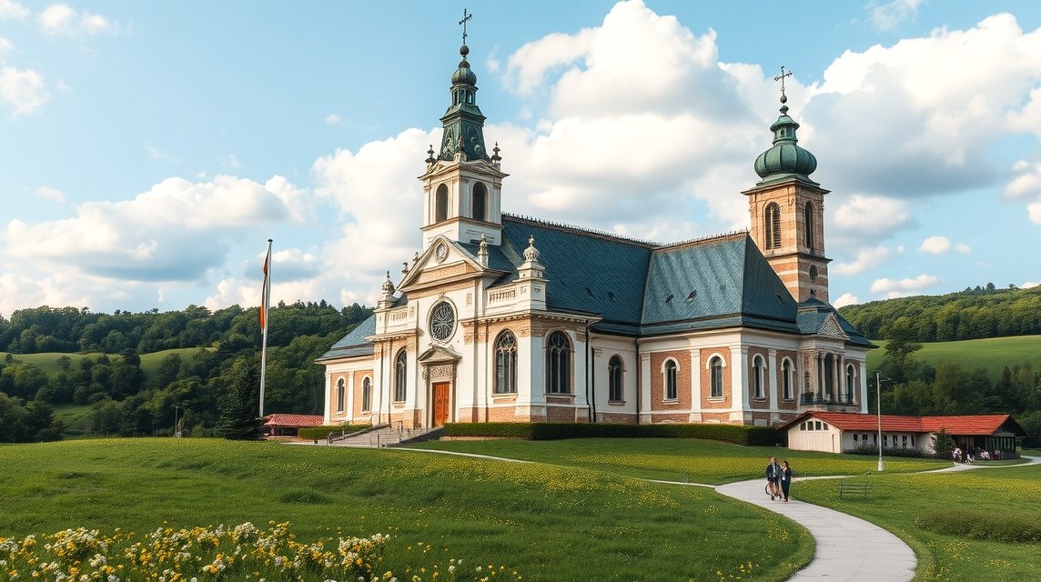 Wieskirche rokokó templom a bajor rétek közepén