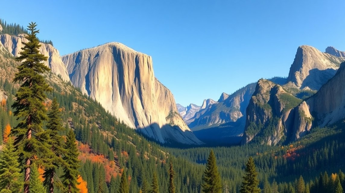 Yosemite völgy panorámája a Half Dome felé vezető úton.