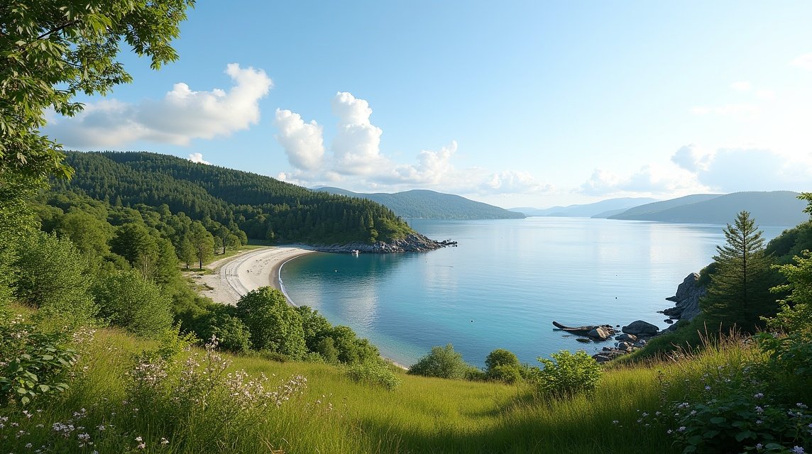 Szép táj Tromøya szigetén, Arendal közelében, Norvégiában.