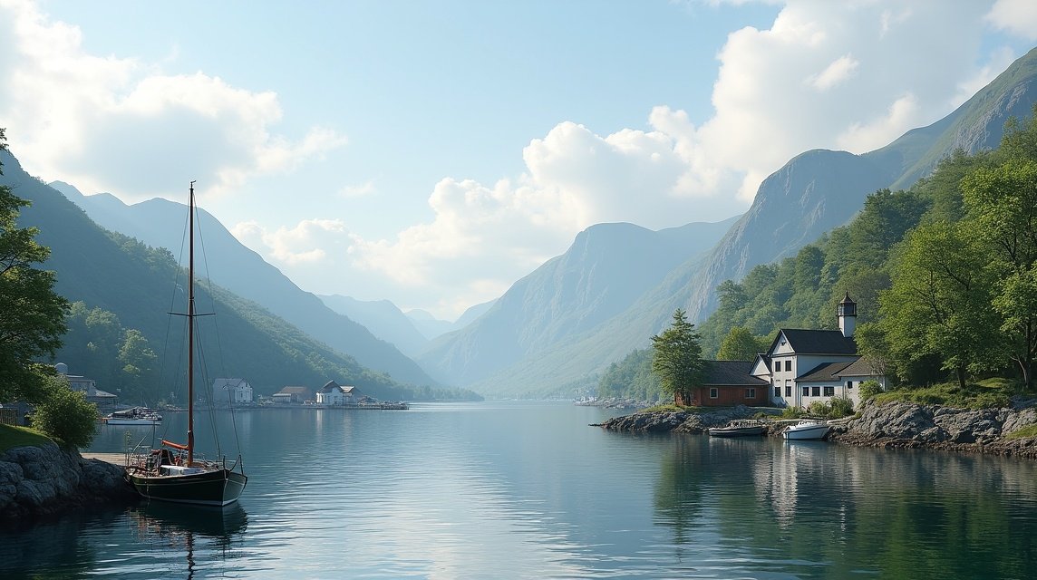 A festői Nidelva folyó torkolata és Hisøy szigete
