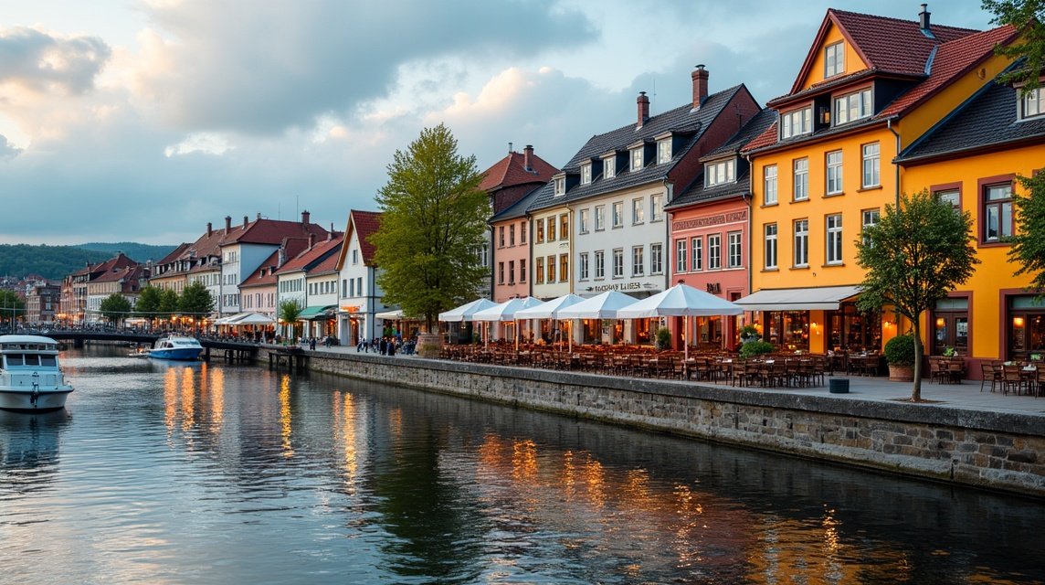 Drammen folyóparti éttermek, hangulatos teraszokkal és helyi ételekkel.