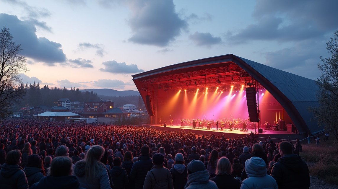 Élő koncert a Gregers zenei színpadon varázslatos estben.