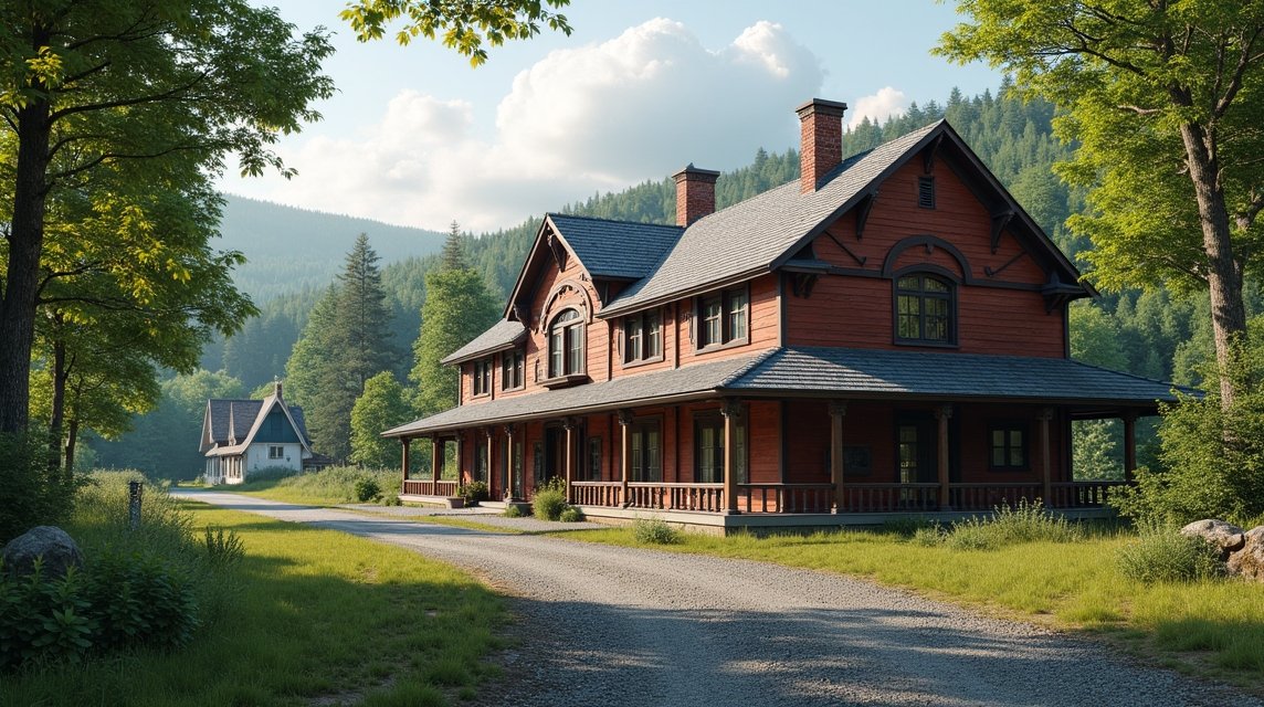 Elverum látnivalók - A régi vasútállomás 1 Régi vasútállomás Elverumban, patinás épületekkel és zöld környezettel