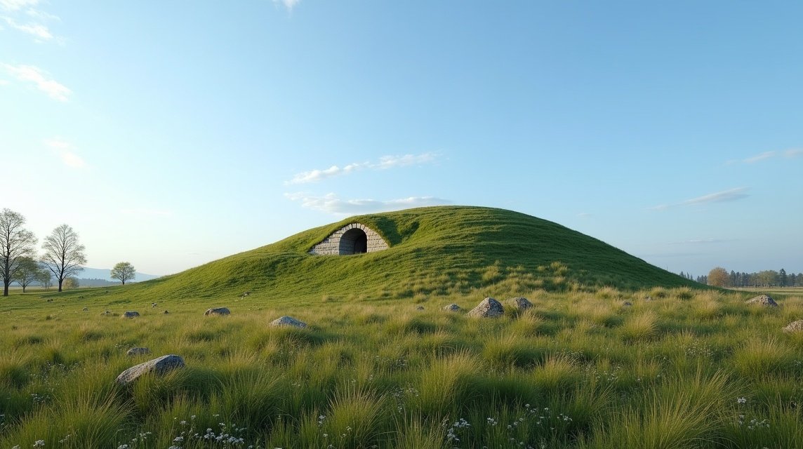 Sandefjord látnivalók - A Gokstad-halomsír (Viking emlék) 1 A Gokstad-halomsír Sandefjordban, Norvégiában, gyönyörű tájon.