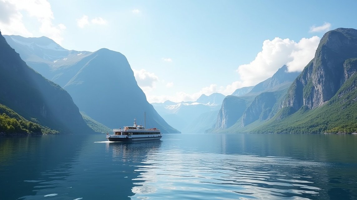 Hajókirándulás a Hjørundfjord fjordban Ålesund közelében.