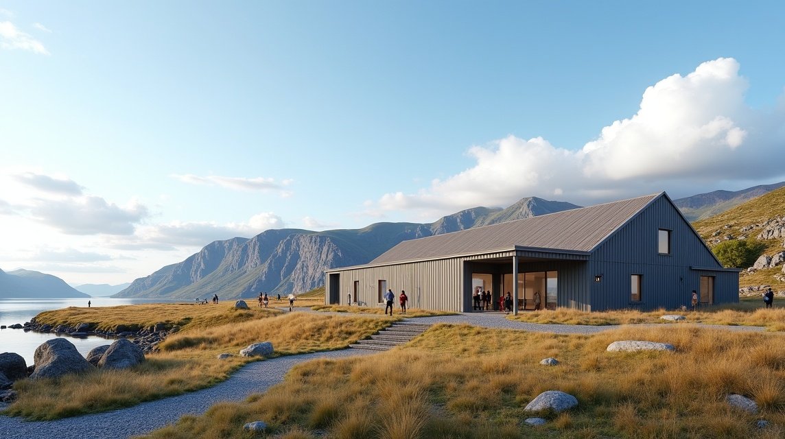 A Nordland Múzeum épülete Bodø közelében, Észak-Norvégiában.