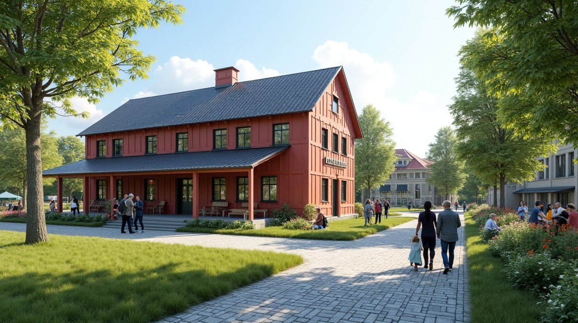 Porsgrunn Városi Múzeum épülete látogatók körében