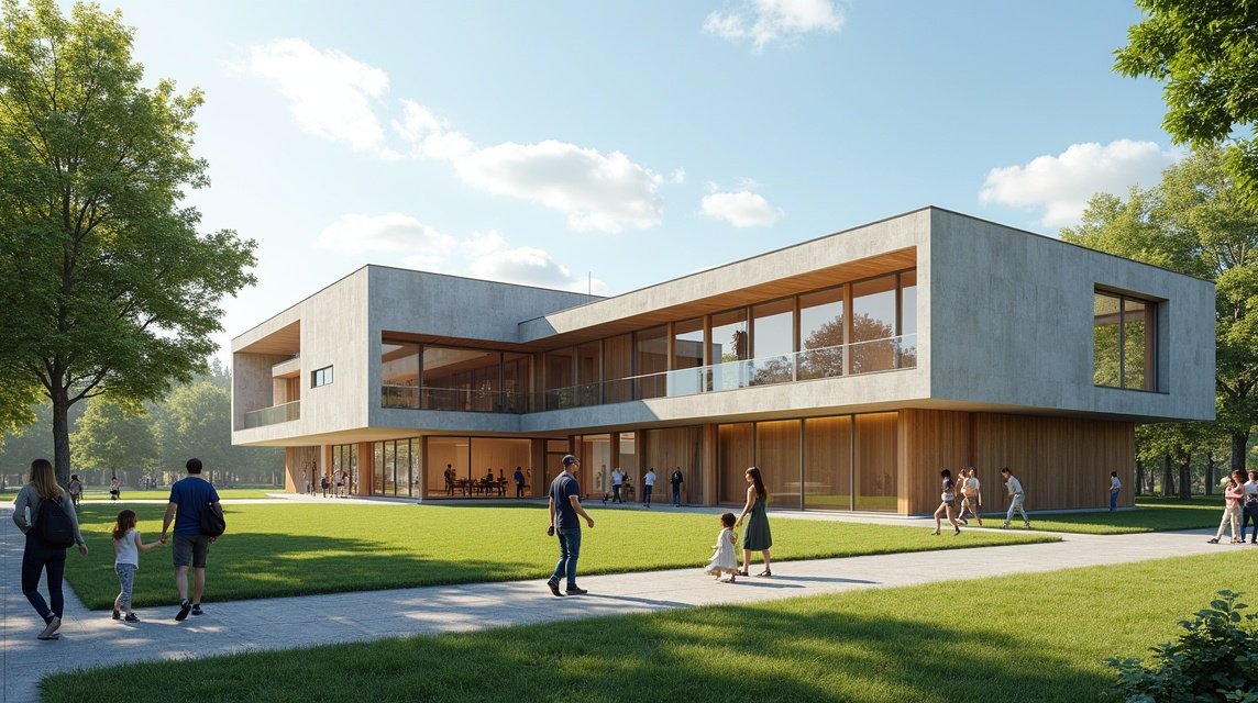 A Sandnes Múzeum modern épülete zöld környezetben.