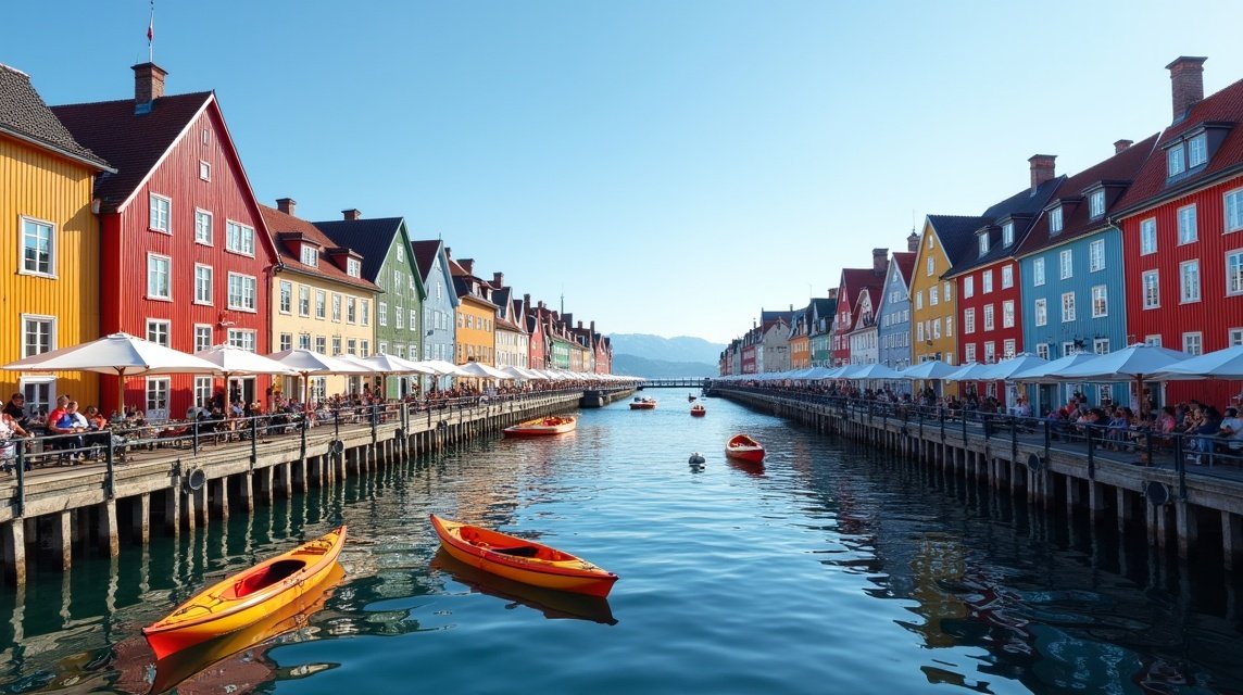 Brosundet csatorna Ålesund városában kajakkal