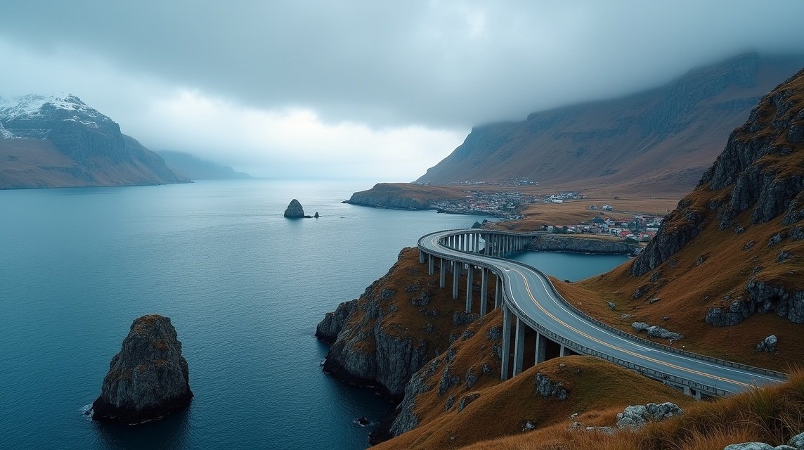 Kilátás a Norvég Atlanti útra és a tengerre Molde közelében.