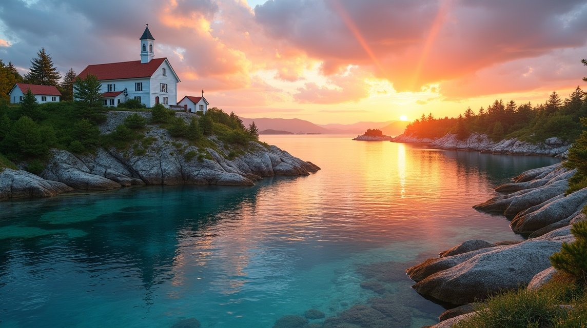 Naplemente Merdø szigetén Arendal közelében