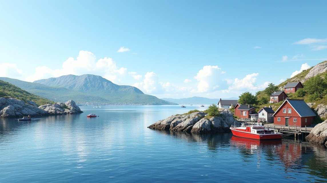Røvær sziget és halászfalu festői tája Norvégiában