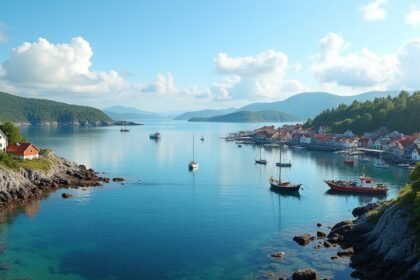 Fredrikstad látványos fjordja és Hvaler szigetei hajókkal.