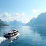 Hajó az Oslo-fjordban, csodás hegyek és természet környezetében.