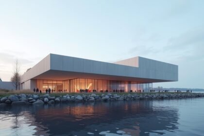 Kilden Előadóművészeti Központ tengerparti épülete Kristiansandban.