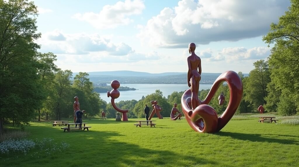 Ekebergparken szoborpark Oslo panorámával és szobrokkal
