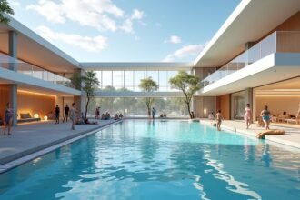 Aquarama fürdő és spa Kristiansandban, relaxáló medence látványa