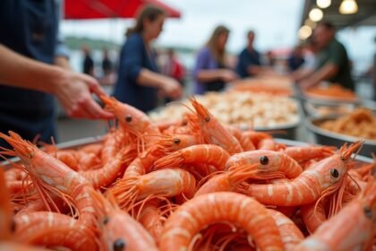 Friss garnélarák a Kristiansand kikötőben