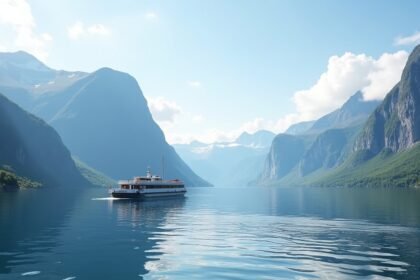 Hajókirándulás a Hjørundfjord fjordban Ålesund közelében.