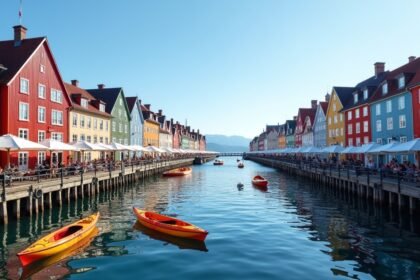 Brosundet csatorna Ålesund városában kajakkal