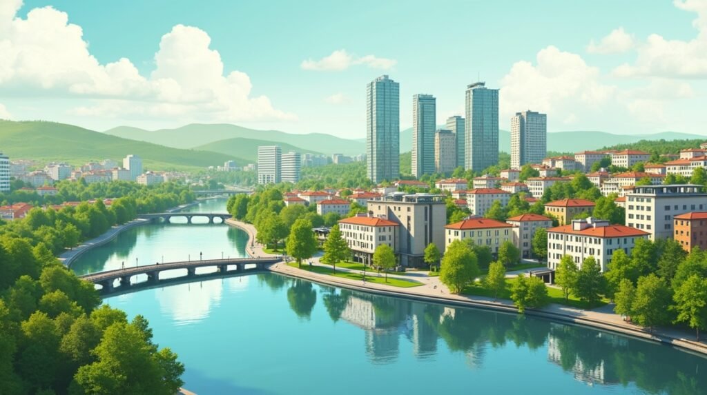 Oslo város panorámája zöld terek és fenntartható építészet